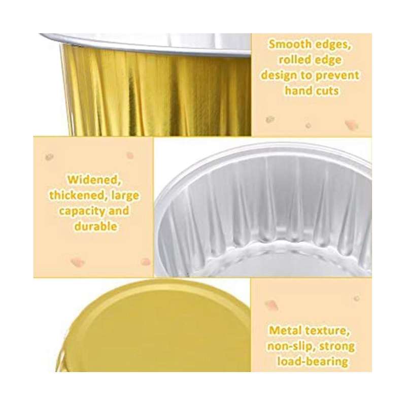 Aluminum Foil Cups Mini Baking Cups Gold Cupcake Liners Disposable Round Foil Muffin Pans for Cooki
