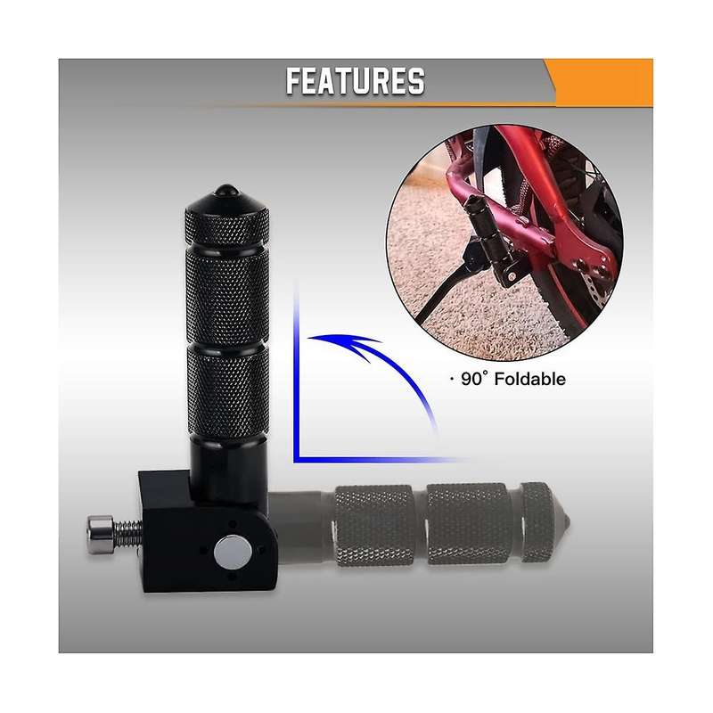 Aluminum Rear Foot Pegs for Electric Car and Motorcycle 8mm 90 Degree Folding Support Bar Motorcycle