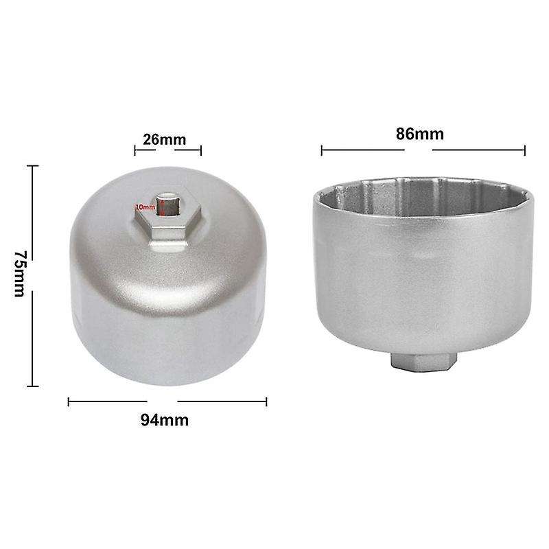 Aluminum Style Oil Filter Wrench Filter Housing Cap 86mm for (Silver)