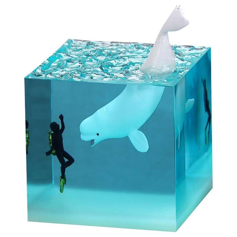 A-Marine Resin Whale Humpback Whale Diver Cube Ornament Home Birthday Gift Ornament