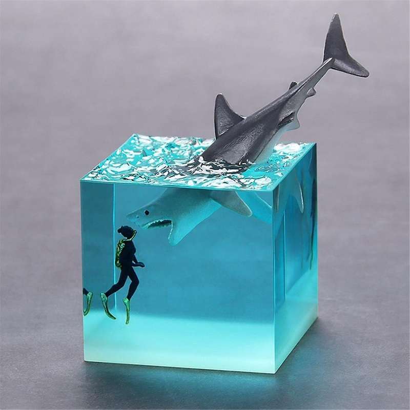 A-Marine Resin Whale Humpback Whale Diver Cube Ornament Home Birthday Gift Ornament
