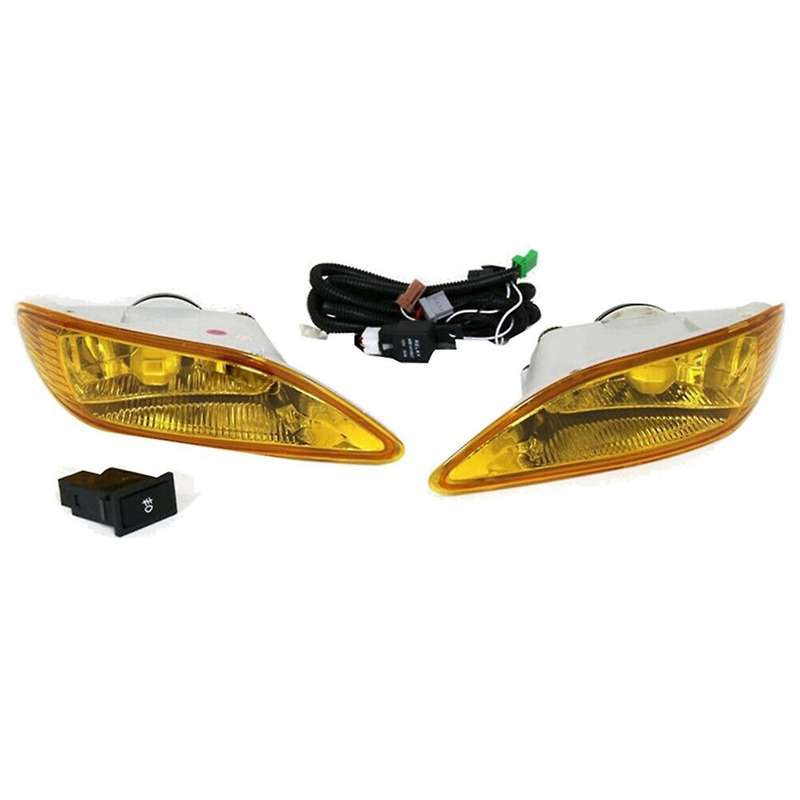Amber Lens Front Fog Light Lamps Assembly with Halogen Bulb Harness for 81220-aa011 81210-aa011