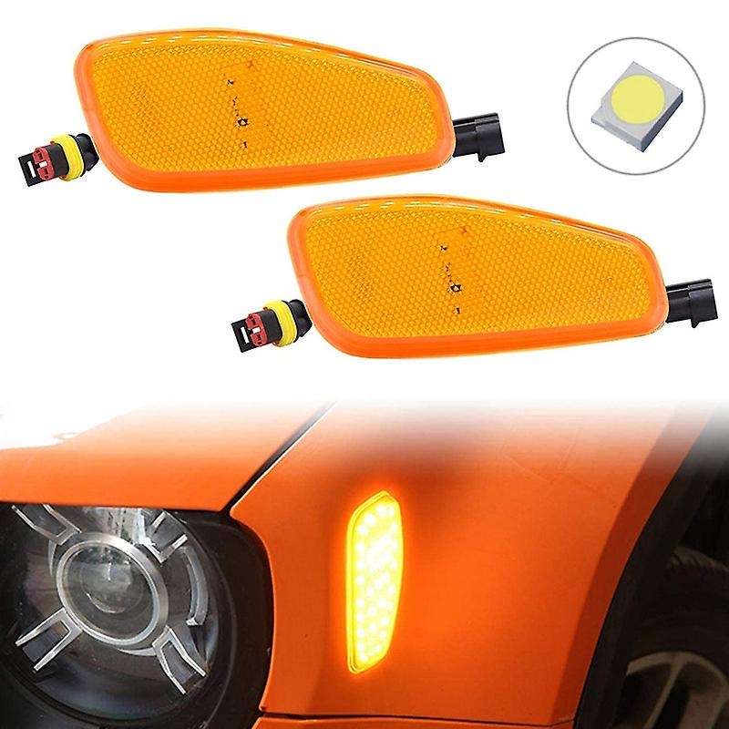 Amber LED Lights Side Marker Turn Signal Lamps Update Kit for 2015-2019 Accessories 2Pcs