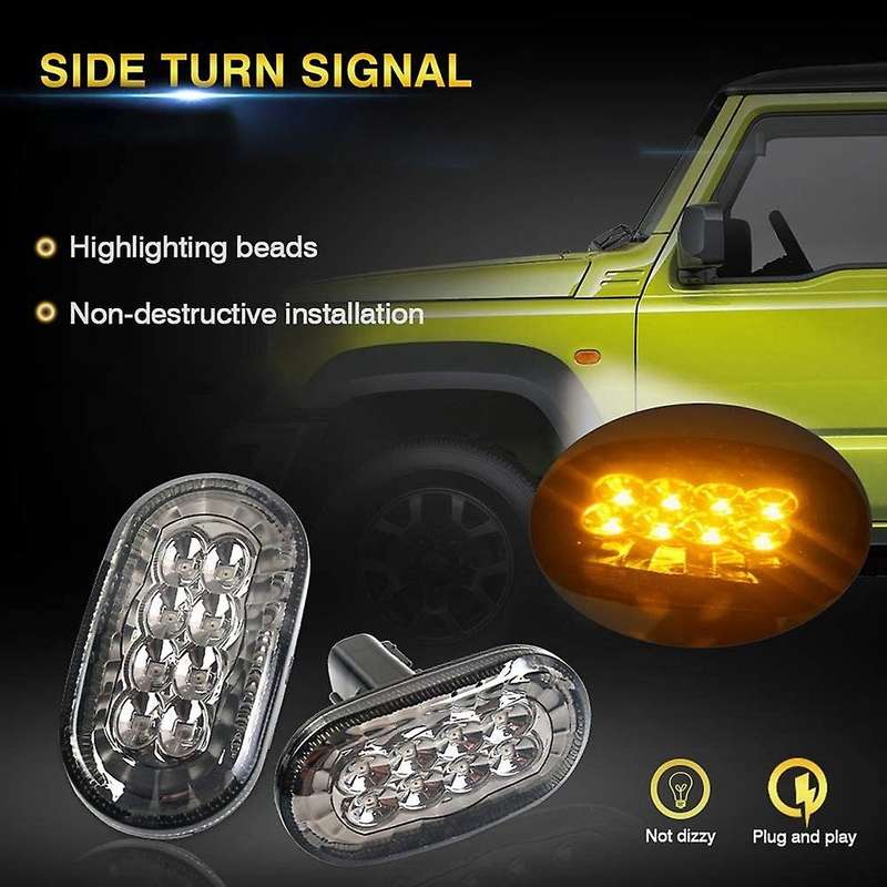 Amber LED Side Marker Lights for Jimny JB74 JB64 2018- Turn Signal Indicator Light Replacement, Cle