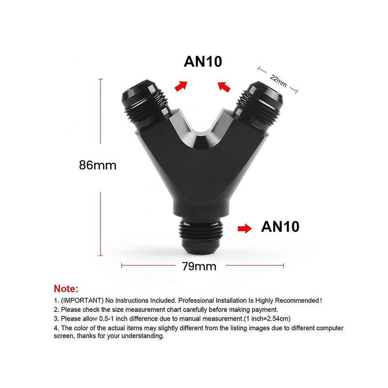An10 Y Adapter Block Male Thread Fuel Hose Fitting Adapters Tee Oil Pipe Joint Universal Aluminium