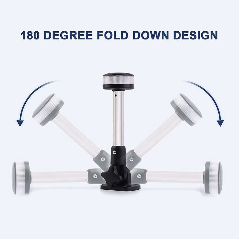 Anchor Light LED Marine Stern Light for Boat All Around Light White Adjustable Fold Down Stainless S