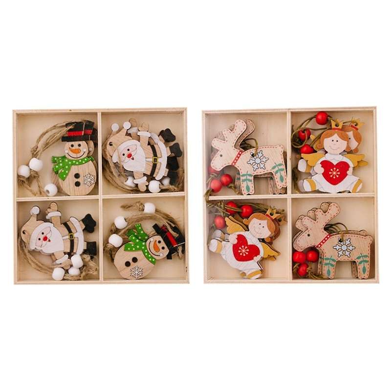 Angel Christmas Ornaments,angel -santa- Ornaments Christmas Hanging Wooden Ornaments for Christmas