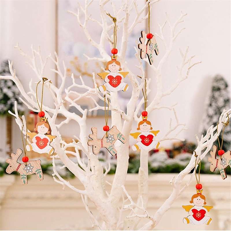 Angel Christmas Ornaments,angel -santa- Ornaments Christmas Hanging Wooden Ornaments for Christmas