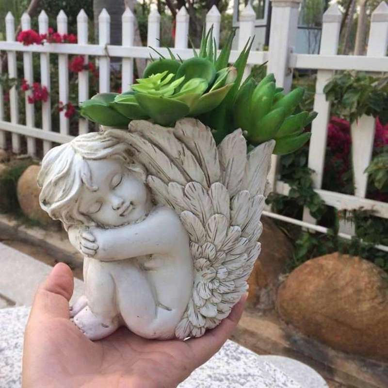 Angel Planter Garden Outdoor Angel Flower Succulent Pot Succulent Plants. Resin Angel Pot Garden Eu