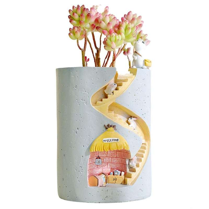 Animal Resin Flowerpot Succulent Plant Pot Water Planting Container Rabbit Figurine Flower Pot Deskt