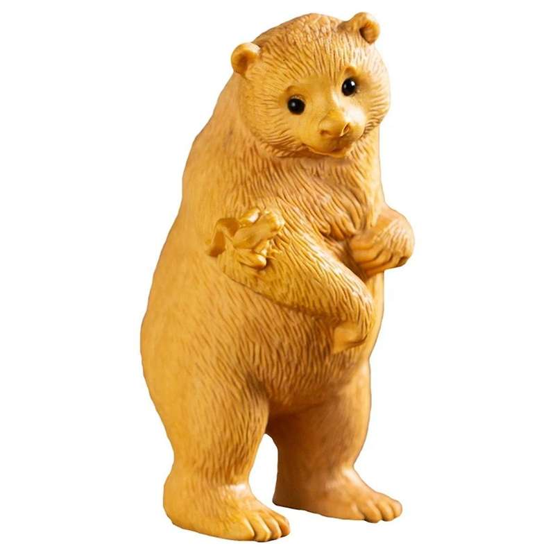 Animal Statue Home Decoration Carved Bear Wooden Crafts Simulation Gifts Animal Home Car Ornaments