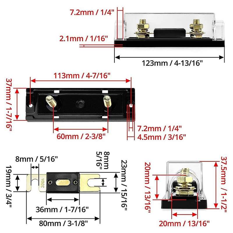ANL Fuse Holder, 2 Pack 0/2/4 Gauge with 300Amp ANL Fuse