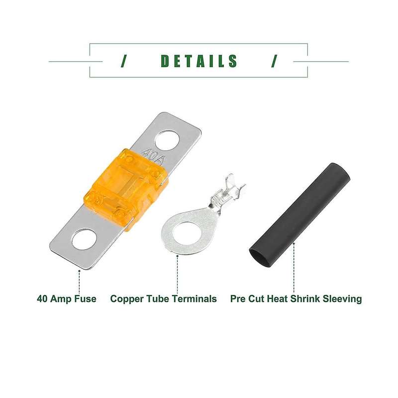Ans Fuse Holder Kit for Dual Battery System, Fuse Holder, Tube Terminals, Pre Cut Heat Shrink Sleevi