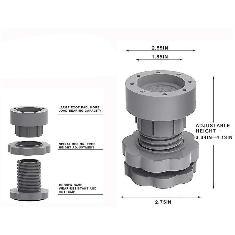 Anti Vibration Pads for Washing Machine Support, Adjustable Dryer Shock and Noise Cancelling Pads, W