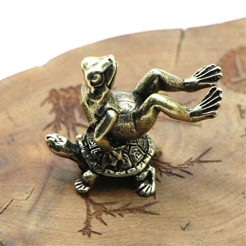 Antique Play Brass Tortoise Frog Miniature Statue Decoration Desk Decoration Home Decoration Bronze