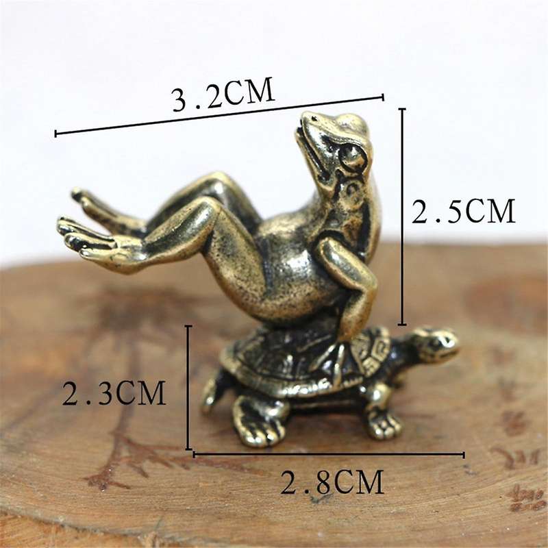 Antique Play Brass Tortoise Frog Miniature Statue Decoration Desk Decoration Home Decoration Bronze