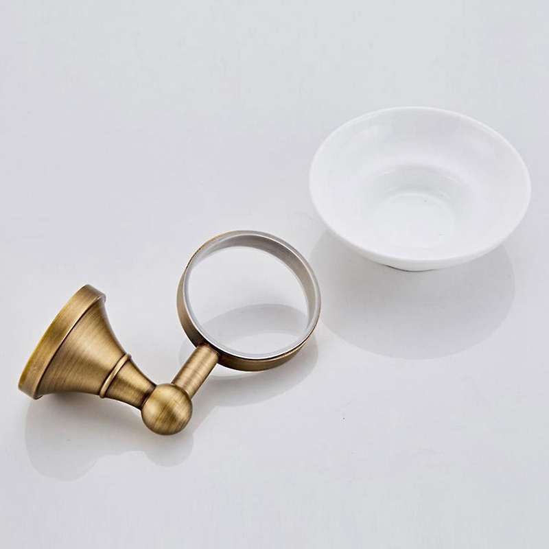 Antique Soap Dish Holder Bronze Brushed Bathroom Soap Dishes Holder with Ceramic Dish Holders for Ba