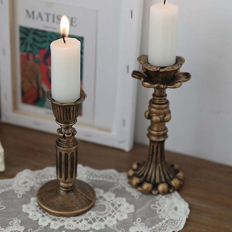 Antique Candlestick Resin Candle Accessory Retro Candle Holder French Candle Sconce Candlestick Home