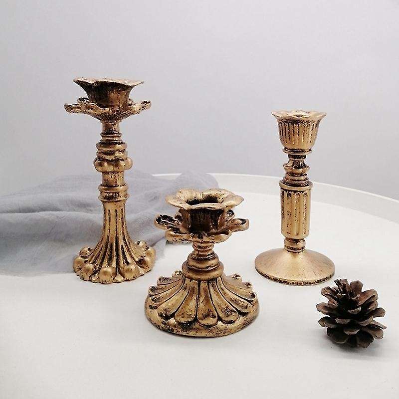 Antique Candlestick Resin Candle Accessory Retro Candle Holder French Candle Sconce Candlestick Home