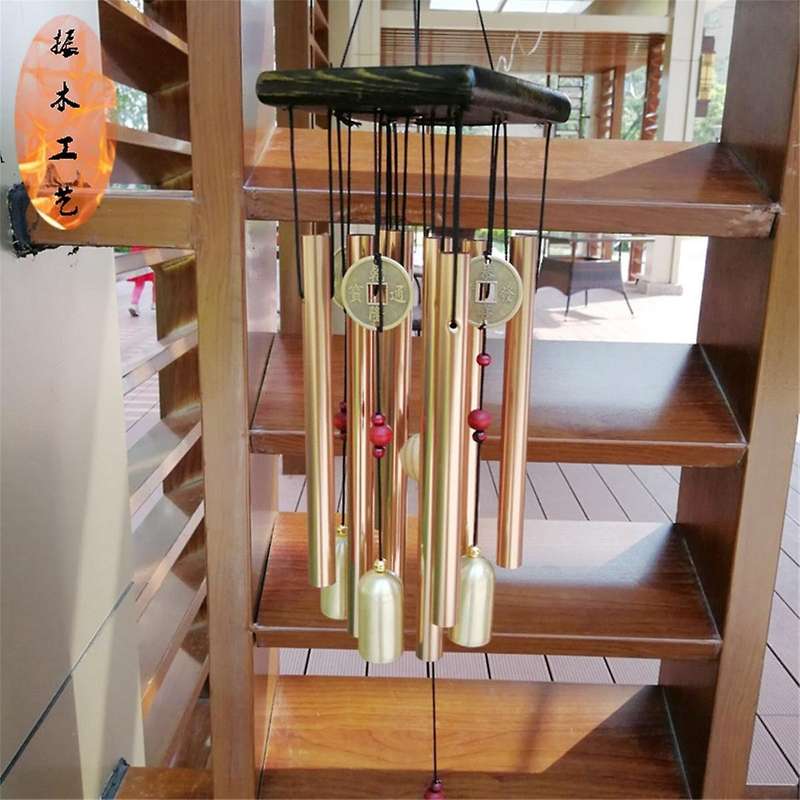 Antique Wind Chime Copper Tube Silver Tube Outdoor Garden Door Hanging Decor Copper Multitube Bell W