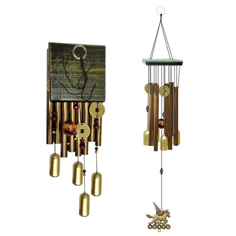 Antique Wind Chime Copper Tube Silver Tube Outdoor Garden Door Hanging Decor Copper Multitube Bell W