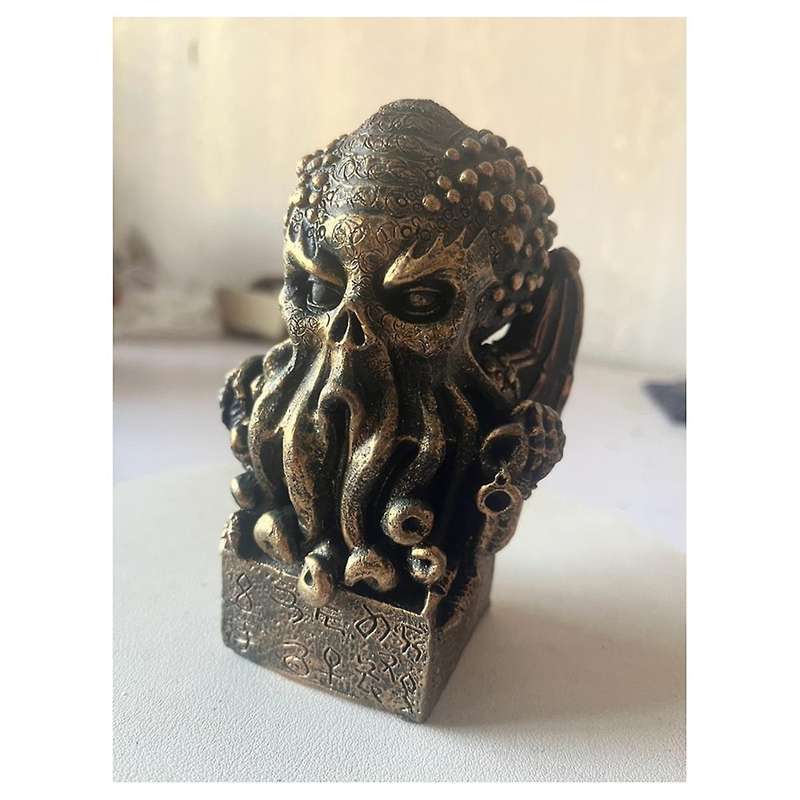 Antique Yellow Bronze Halloween Ornaments, Crusu Mythical Statues, Resin Crafts