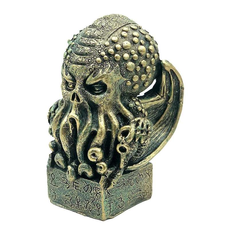 Antique Yellow Bronze Halloween Ornaments, Crusu Mythical Statues, Resin Crafts