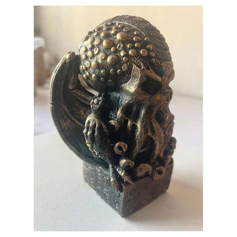 Antique Yellow Bronze Halloween Ornaments, Crusu Mythical Statues, Resin Crafts