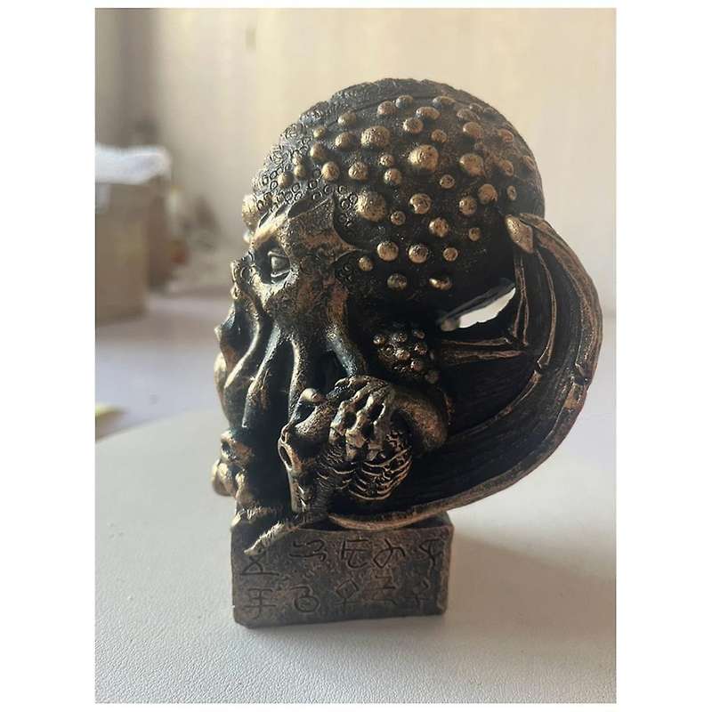 Antique Yellow Bronze Halloween Ornaments, Crusu Mythical Statues, Resin Crafts