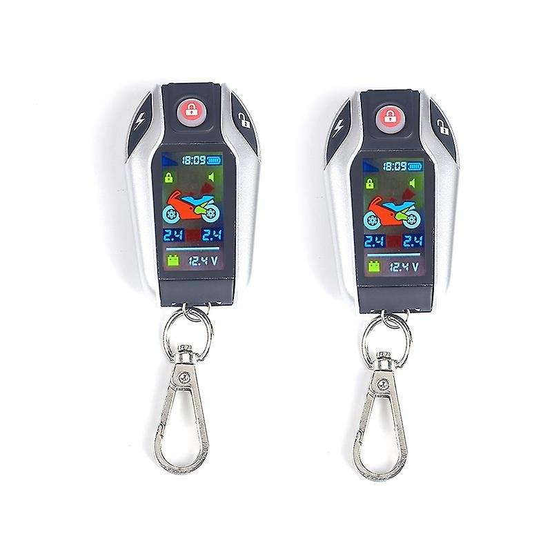 Anti-Theft Digital Motorcycle Alarm System Remote Engine Start Remote Locating LCD with Tire Pressur
