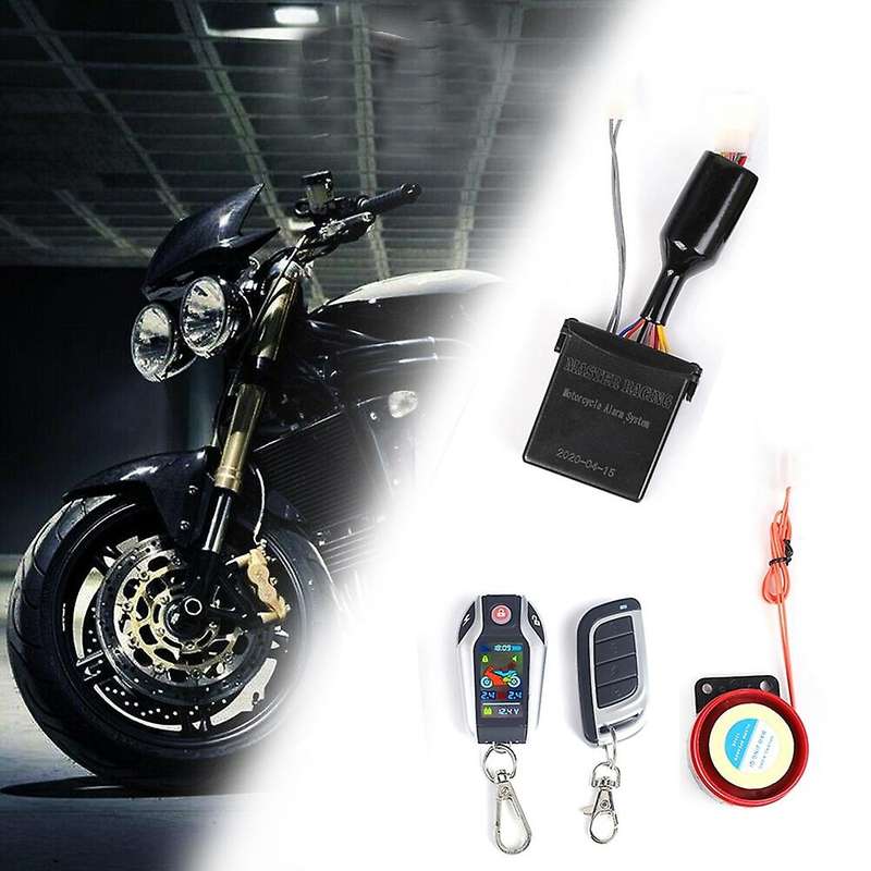 Anti-Theft Digital Motorcycle Alarm System Remote Engine Start Remote Locating LCD with Tire Pressur