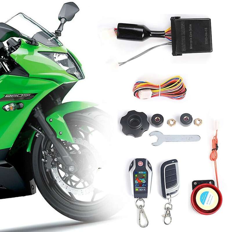Anti-Theft Digital Motorcycle Alarm System Remote Engine Start Remote Locating LCD with Tire Pressur
