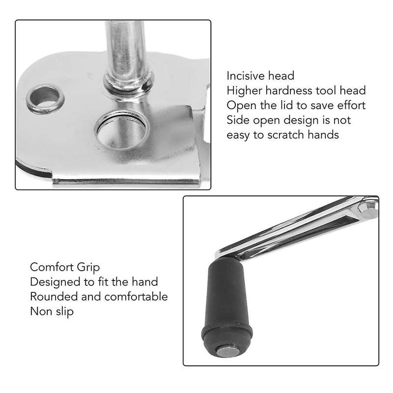 Anual Can Opener, Cut Safe Can Opener Stainless Steel Can Opener Side Cut Can Opener Hand Crank Can