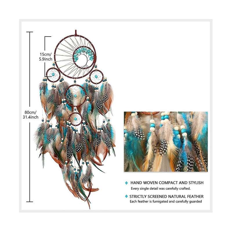 AquaBlue Dream Catchers Dream Catcher Trees of Life Wall Decor for Bedroom, Handmade Dreamcatcher