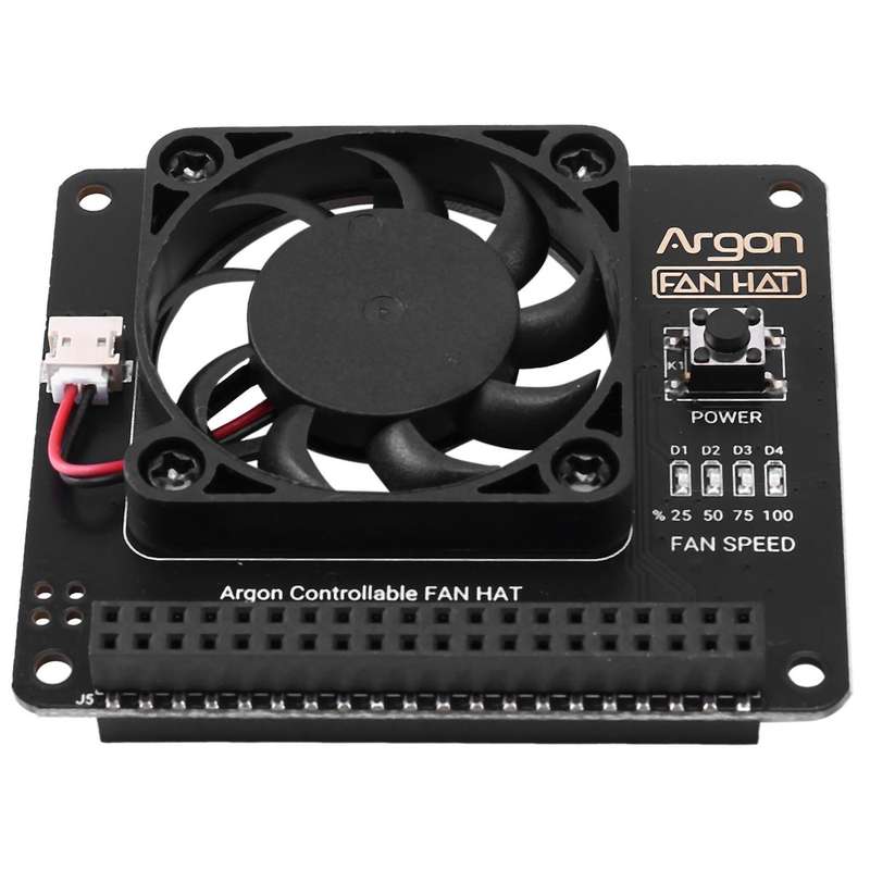 Argon Fan Hat for 4/ 3 Cooling Fan with Software Adjustable Speed / 40mm Big Fan for Raspberry Pi4