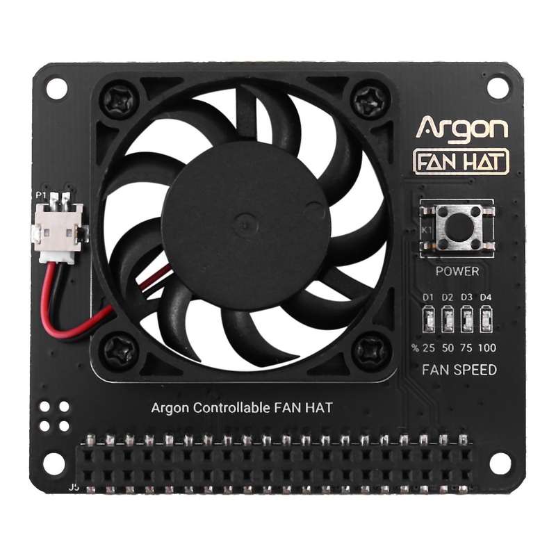 Argon Fan Hat for 4/ 3 Cooling Fan with Software Adjustable Speed / 40mm Big Fan for Raspberry Pi4
