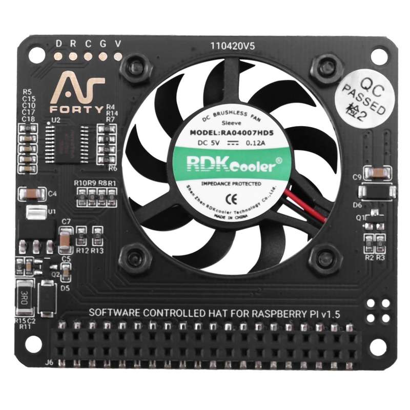 Argon Fan Hat for 4/ 3 Cooling Fan with Software Adjustable Speed / 40mm Big Fan for Raspberry Pi4