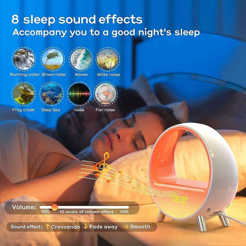 Arches Alarm Clock Sunrise Alarm Clock Wake Up Light Light Therapy Lamp Sound Machine(EU Plug)