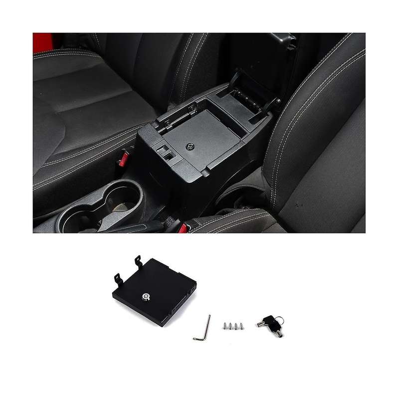 Armrest Storage Box Safety Cover for Wrangler Jk 2011-2017 Center Console Locking Storage Box Lock V