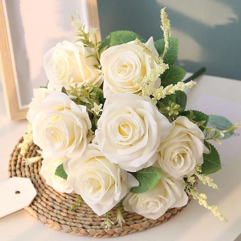 Artificial Blue Roses Flowers Silk Flower Bouquet Home Garden Decoration Wedding Roses Blue