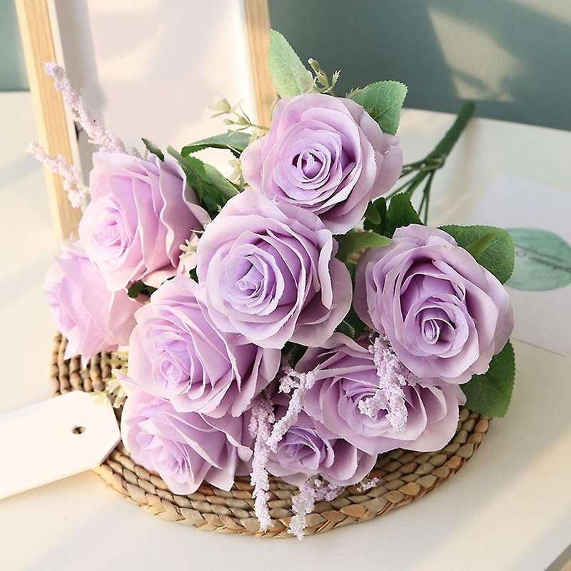 Artificial Blue Roses Flowers Silk Flower Bouquet Home Garden Decoration Wedding Roses Blue