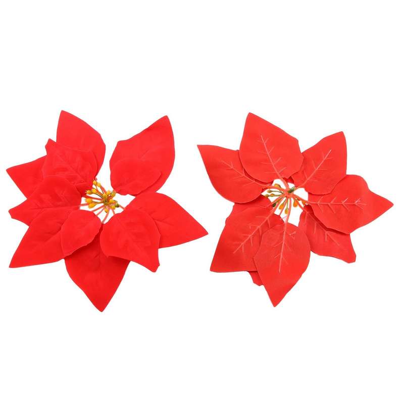 Artificial Christmas Flowers Poinsettia Floral Picks for Christmas Wreath Tree Ornaments(24 Pcs/red)