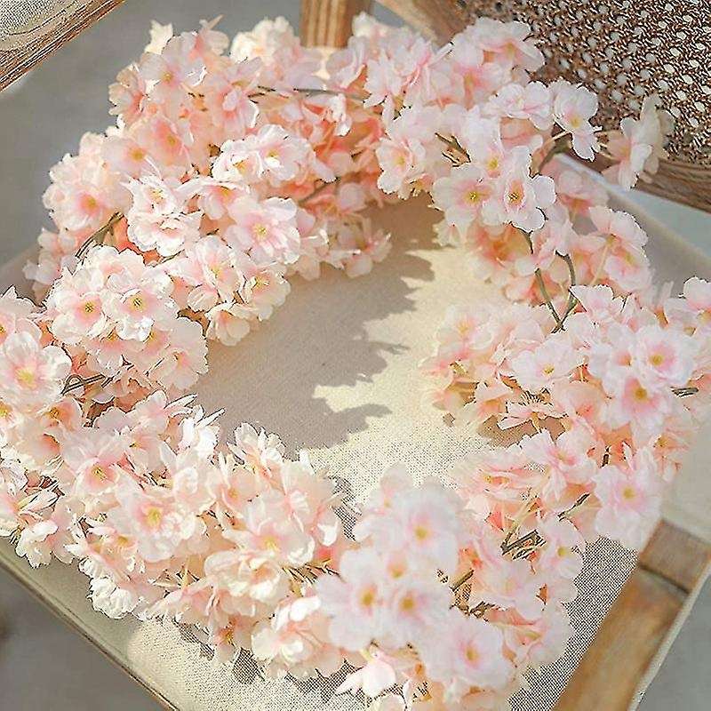 Artificial Cherry Blossom Garland Hanging Vine Silk Garland Wedding Party Decor(4, Pink)