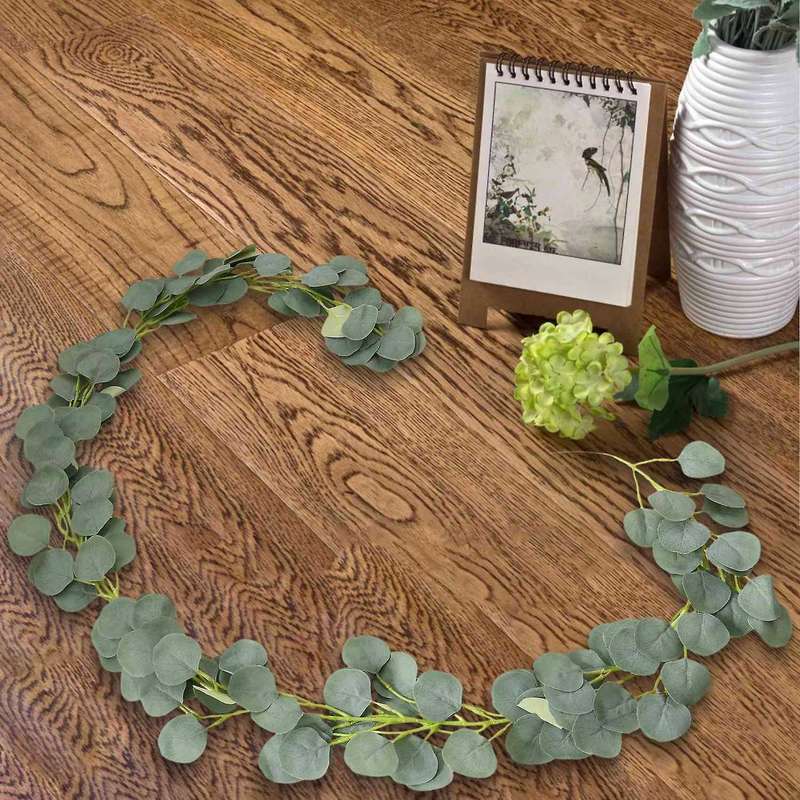 Artificial Eucalyptus Garland Greenery Eucalyptus Vines Faux Silver Dollar Eucalyptus Strands For