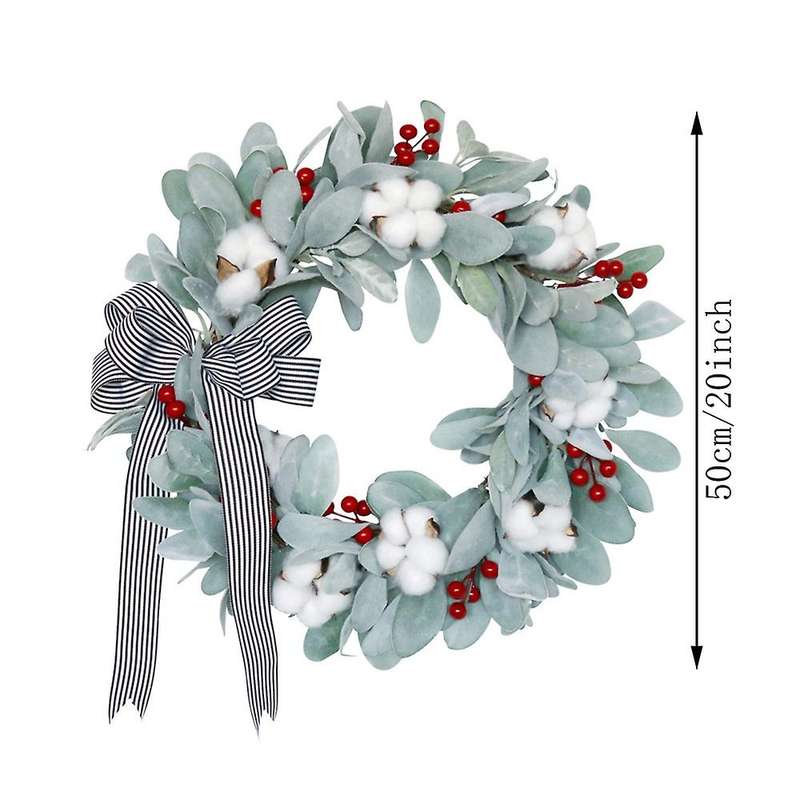 Artificial Cotton Wreath for Front Door Wall Window Fireplace Farmhouse Home Christmas Halloween Dec