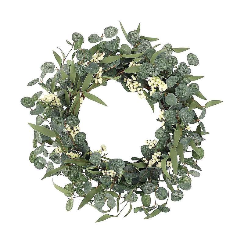 Artificial Eucalyptus Wreath Rustic Farmhouse Decorative Wreath for Celebration