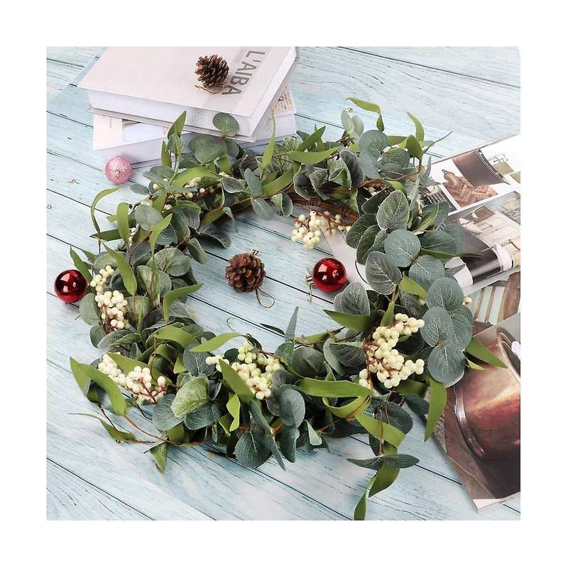 Artificial Eucalyptus Wreath Rustic Farmhouse Decorative Wreath for Celebration