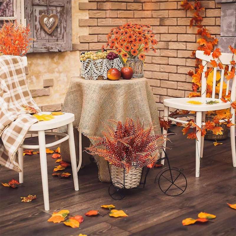 Artificial Fall Flowers, 16pcs Uv Resistant Fall Flowers, Faux Plastic Fall Flowers for Decoration H