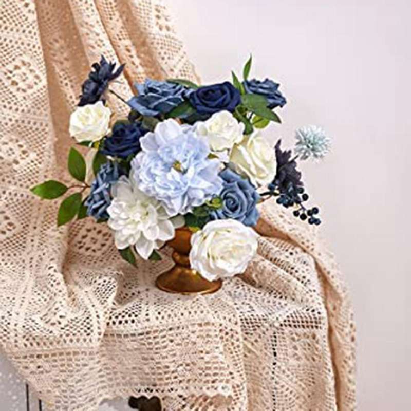 Artificial Flowers Dusty Blue Flowers Combo for DIY Wedding Bridal Bouquets Centerpieces Home Decor