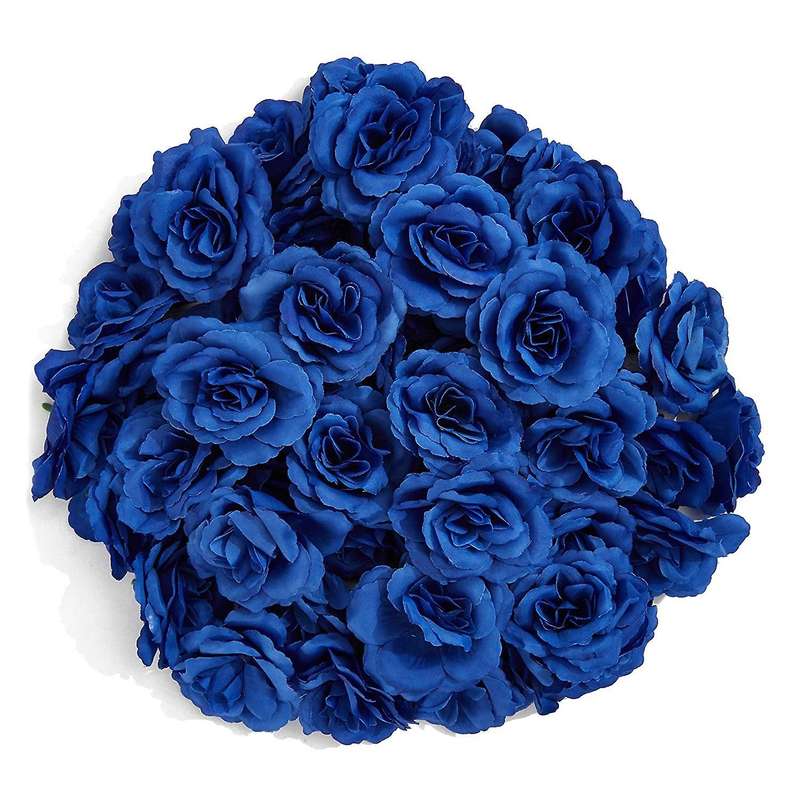 Artificial Flowers Silk Flower Heads,50Pcs for Hat Clothes Album Decoration, Wedding Decoration (Dar